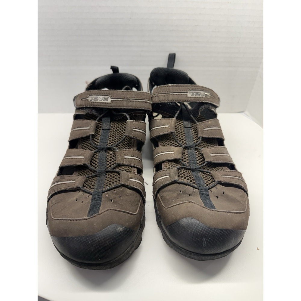 Teva Men's Closed Toe Water Hiking Sandals Brown Leather Mesh Size 11.5